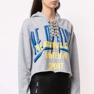 P.E Nation Rocket Shot Lace Up Hoodie in Grey Size Medium